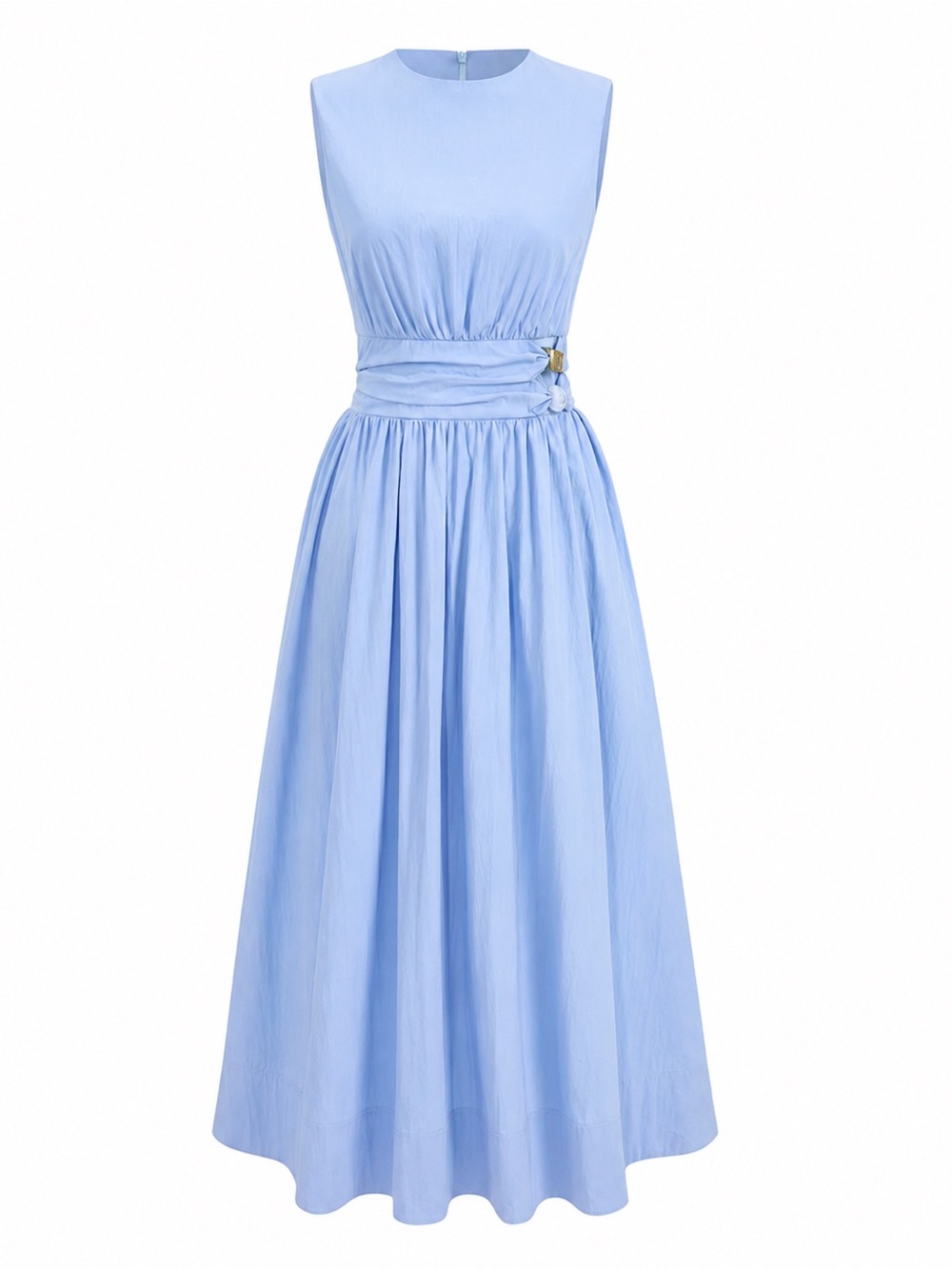 Light Blue Sleeveless Maxi Dress with Waist Detail - Picture 5 of 7